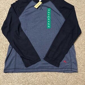 Blue and Black Long Sleeve Color-Blocked Tee